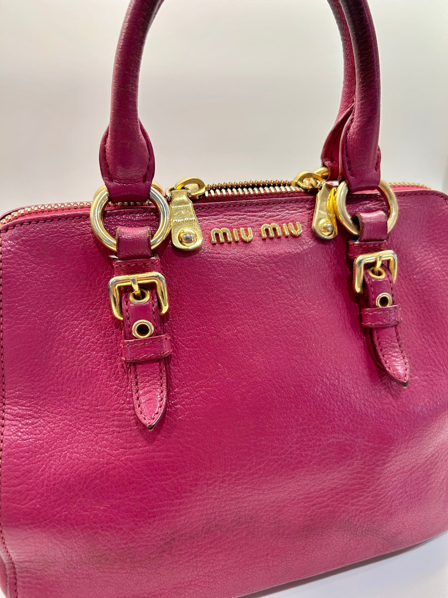 Miu Miu Madras Leather Pink Handbag