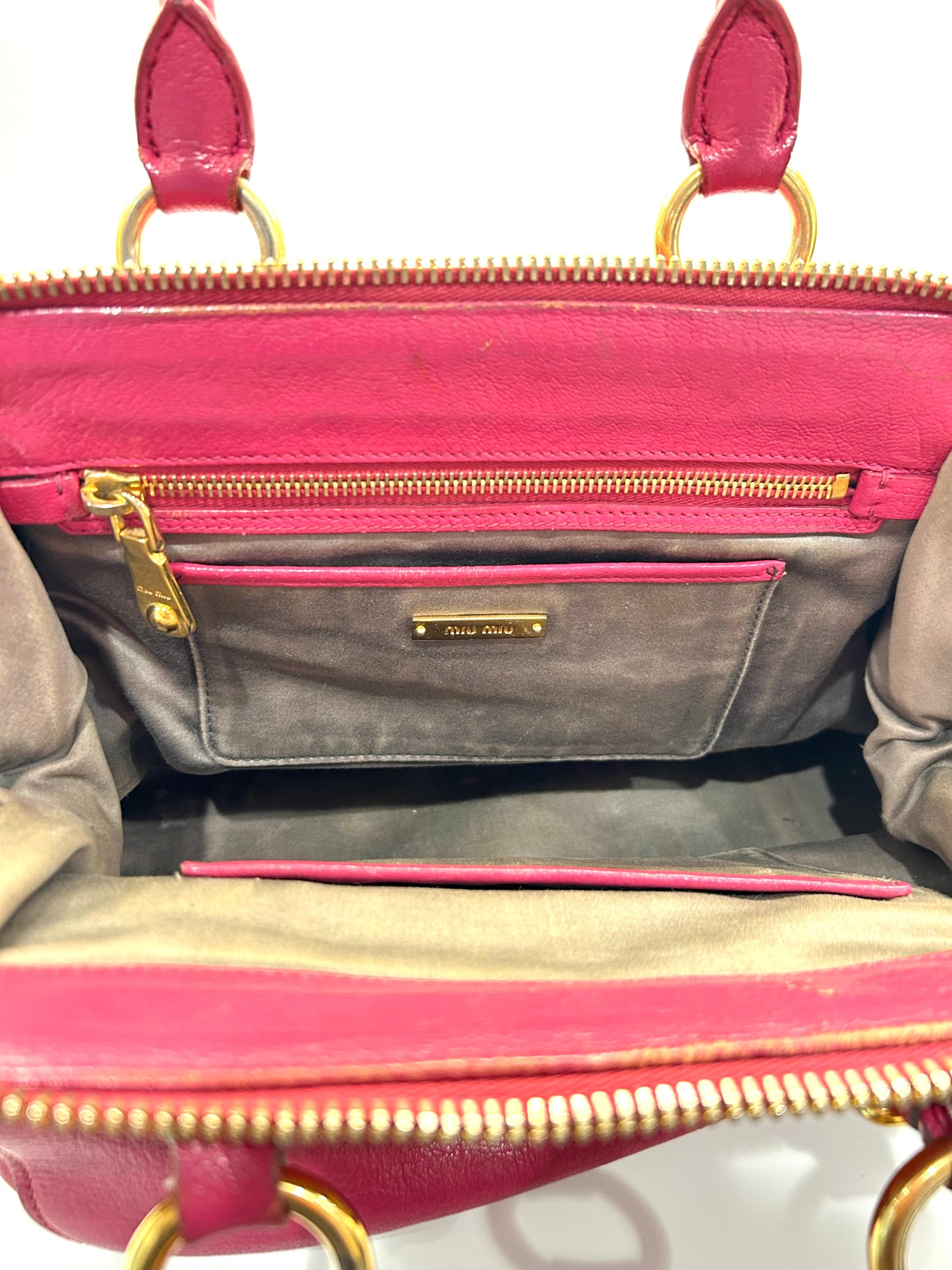 Miu Miu Madras Leather Pink Handbag