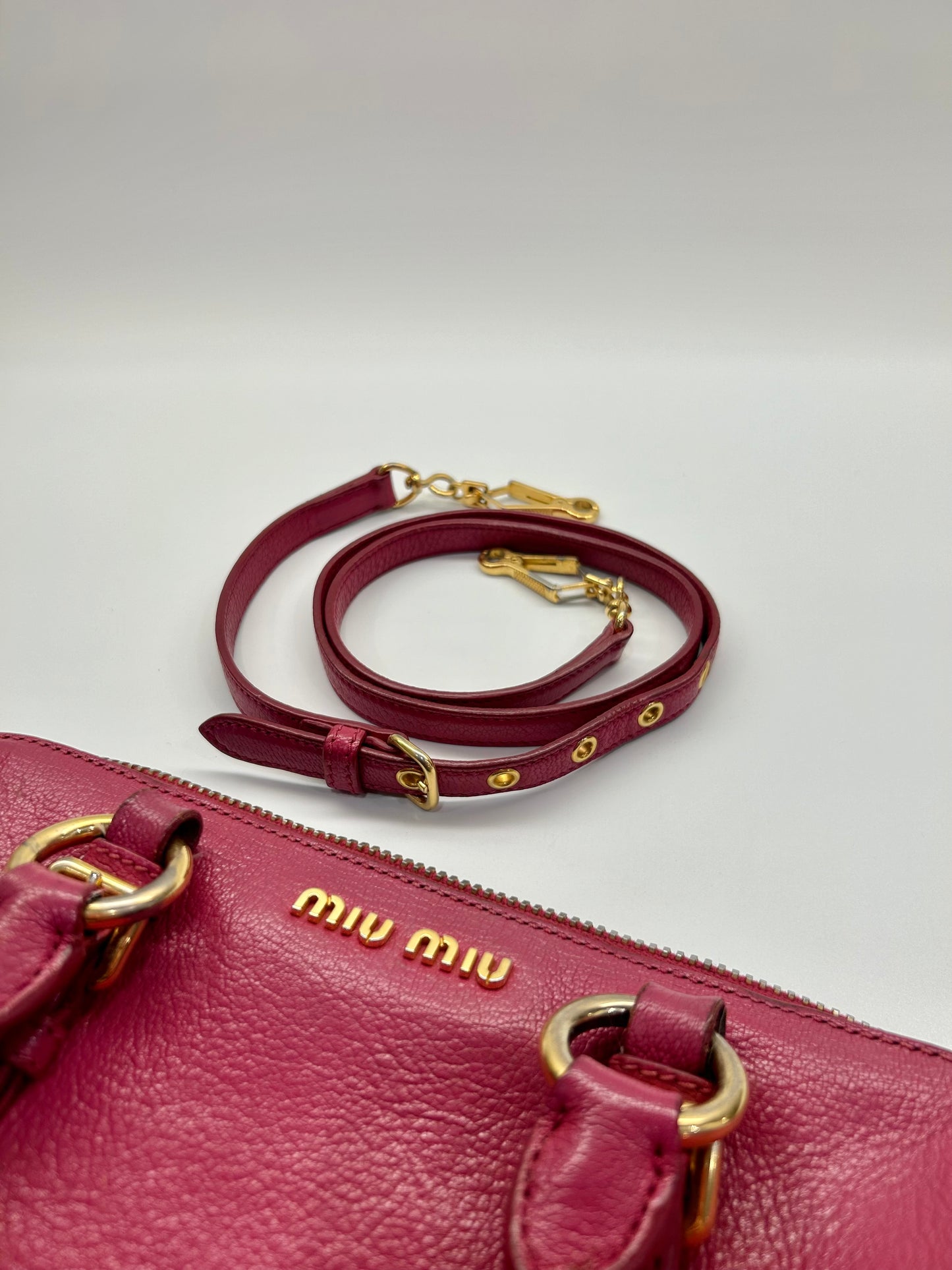 Miu Miu Madras Leather Pink Handbag