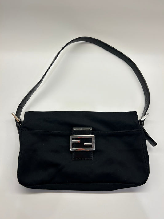 Fendi Mamma Bucket Jersey Shoulder Bag Black Nylon