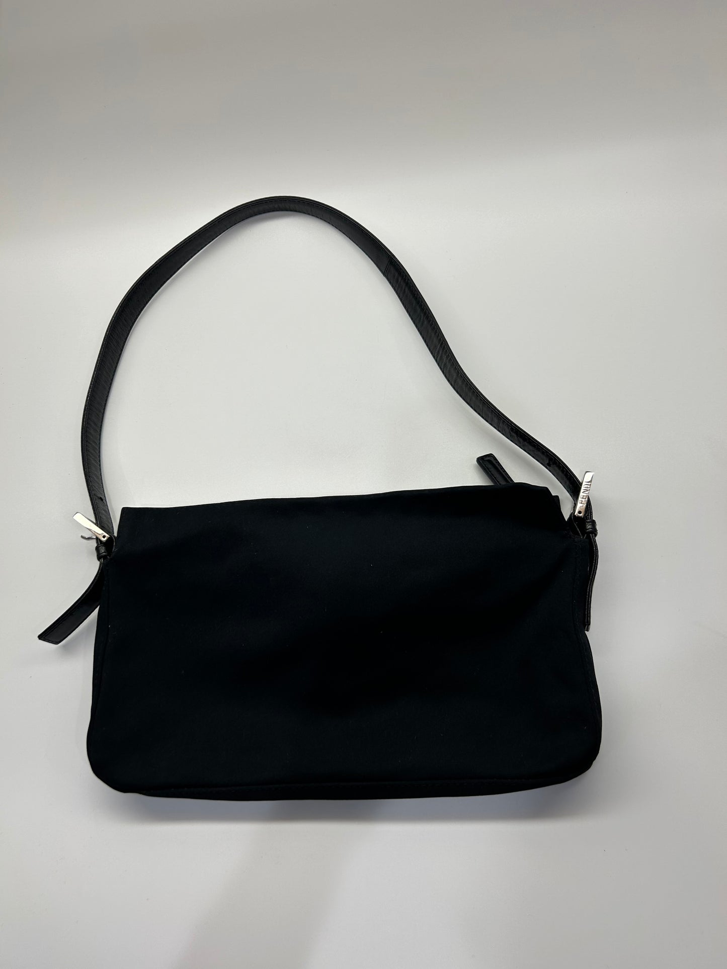 Fendi Mamma Bucket Jersey Shoulder Bag Black Nylon