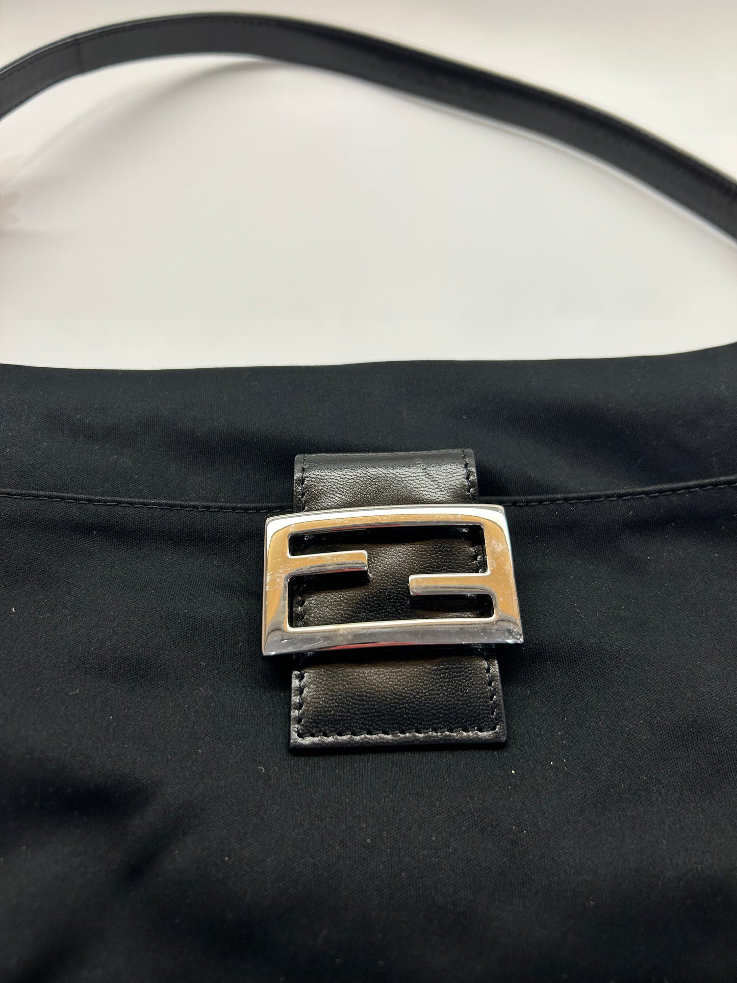 Fendi Mamma Bucket Jersey Shoulder Bag Black Nylon