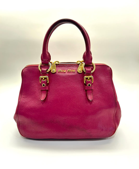 Miu Miu Madras Leather Pink Handbag